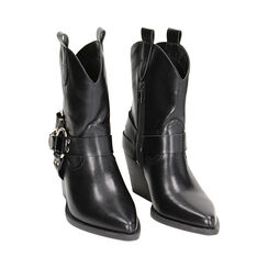 Tronchetti texani neri con fibbie, tacco 6,5 cm, Primadonna, 233073176EPNERO035, 002 preview