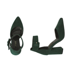 D&eacute;collet&eacute; verdi in microfibra, tacco 9,50 cm , Scarpe, 144895575MFVERD036, 003 preview
