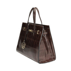 Sac à main en matériau effet coco brun foncé, Primadonna, 265731833CCMOROUNI, 004 preview