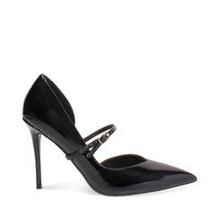Sandalia abierta negra con tacón de 10 cm para un look audaz, Primadonna, 262130659VENERO035, 001a