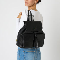 Zaino nero con tre tasche, Primadonna, 26F501769EPNEROUNI, 002a
