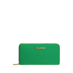 Portefeuille en lycra vert avec zip, Primadonna, 195122519LYVERDUNI, 001a