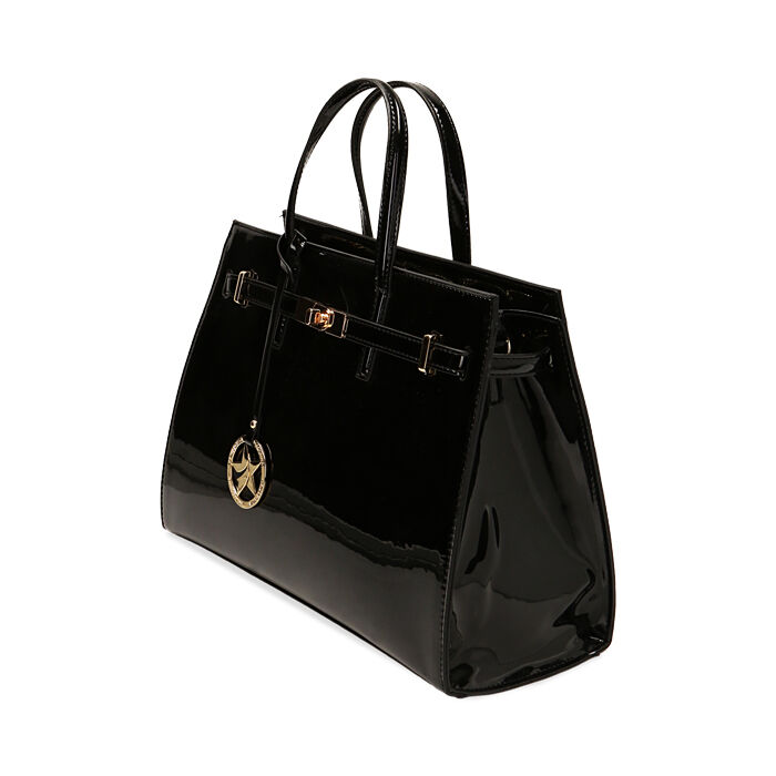Borsa donna a mano nera in vernice Primadonna Collection