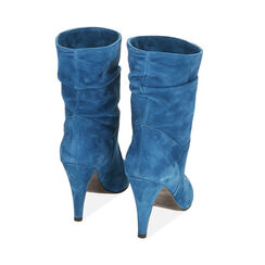 Bottines en daim bleu avio, talon 10 cm , Primadonna, 20L660062CMAVIO035, 003 preview