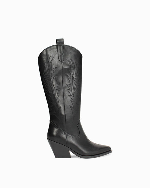 Stivale texano con tacco 8 cm, BLACK