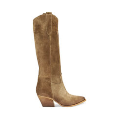 Stivali in camoscio taupe, Primadonna, 24L600101CMTAUP035, 001 preview