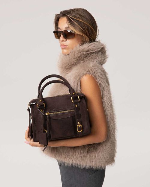 Mini bag testa di moro con tracolla removibile, DK BROWN