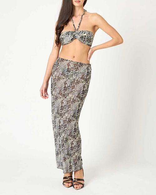 Vestido de playa para mujer estampado leopardo en tejido, 