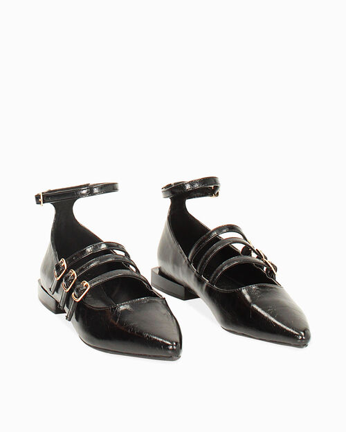 Ballerines noires lac&eacute;es, BLACK