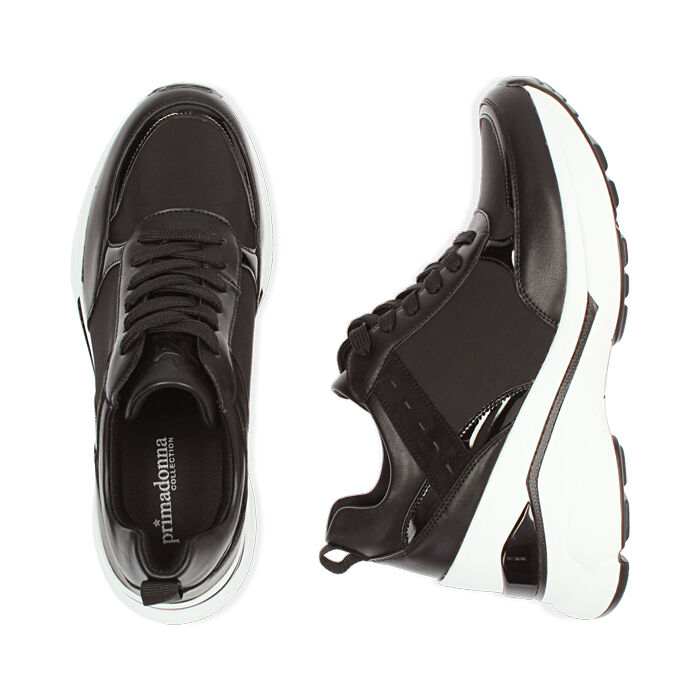 Sneakers da donna nere, zeppa 5 cm | Primadonna Collection