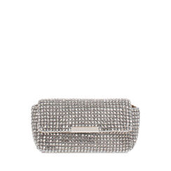 Bolso sobre mujer plateado laminado con piedras, Primadonna, 255190310LPARGEUNI, 001a