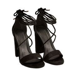 Sandali lace-up neri in microfibra, tacco 10,5 cm , Ultime occasioni, 192760851MFNERO037, 002 preview