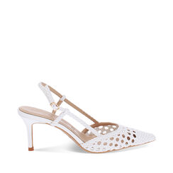 Zapatos slingback para mujer blancos con tejido, Primadonna, 252103536EIBIAN036, 001a