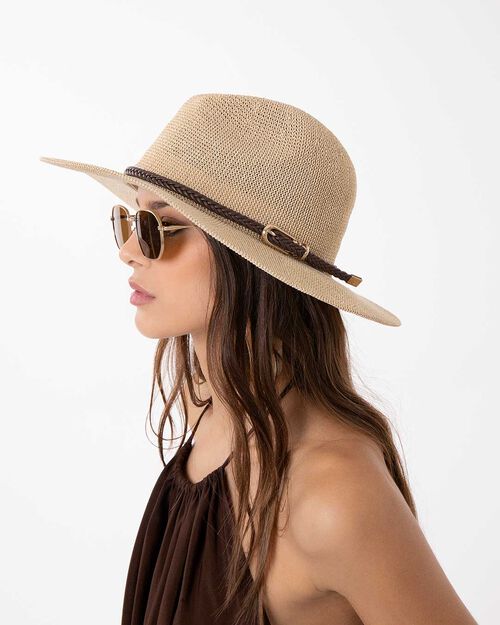 Cappello beige-oro con riflessi eleganti, MULTI COLOR