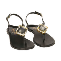 Sandali neri in pelle con gemma, Primadonna, 19A907753PENERO035, 002 preview