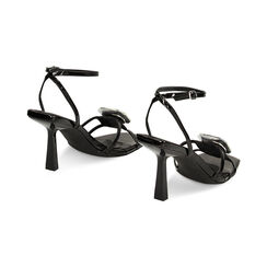 Sandali neri in vernice, tacco 8,5 cm, Primadonna, 232141707VENERO039, 003 preview