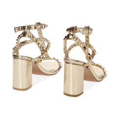 Sandali oro in laminato, tacco 8,7 cm, Ultime occasioni, 234906537LMOROG035, 003 preview