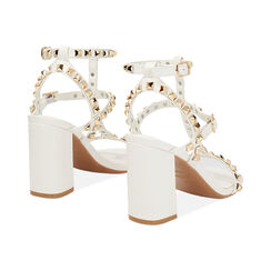 Sandale à talon femme blanc avec clous, Primadonna, 254906537EPBIAN035, 004 preview