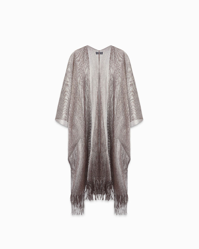 Poncho donna champagne in tessuto glitterato image number null