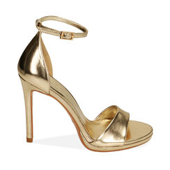 Sandali oro laminato, tacco 11 cm, Primadonna, 212133410LMOROG036, 001a