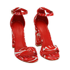 Sandales en satin rouge, talon 10,5 cm , SPECIAL WEEK, 192706086RSMURO037, 002 preview