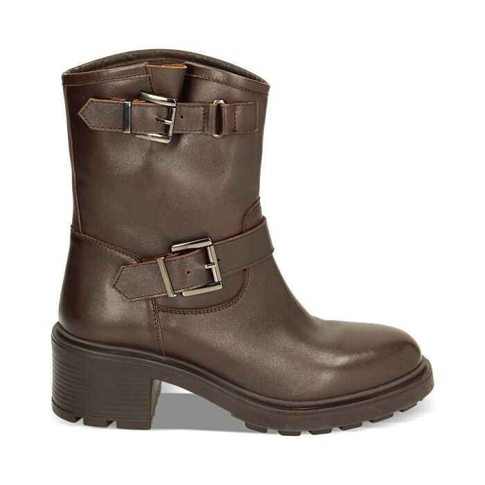 CALZATURA BIKER PELLE MORO, Primadonna, 22N576504PEMORO035