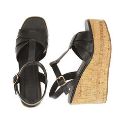 Sandali neri, zeppa 9,5 cm , Primadonna, 194982805EPNERO040, 003 preview