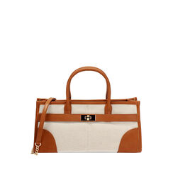 Minibolso beige para mujer en canvas, Primadonna, 255102333CABEIGUNI, 001a