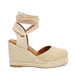 Alpargatas de mujer taupe en lona, Primadonna, 254920101CATAUP035, 001a