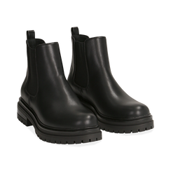 Chelsea boots neri in eco-pelle, tacco 4,5 cm , Scarpe, 140618191EPNERO036, 002 preview