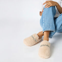 Pantoufles en fourrure synthétique crème avec semelle en caoutchouc, Primadonna, 264753241FUPANN036, 002a