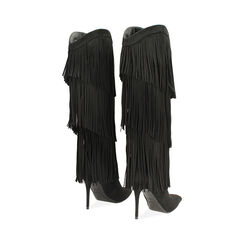 Stivali neri in microfibra con frange e tacco 10 cm, Primadonna, 262130677MFNERO036, 005 preview