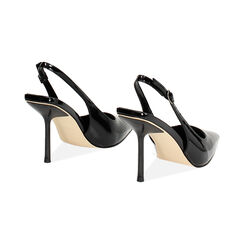 Décolleté slingback donna nere in vernice, tacco 9 cm, Primadonna, 25M748888VENERO035, 004 preview