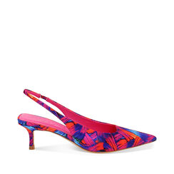 Zapato de tacón slingback mujer multicolor azul-naranja, Primadonna, 252115901RSMUBA035, 001a
