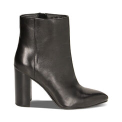 Stivaletti neri in pelle, tacco 9 cm, Primadonna, 229464010PENERO040, 001a