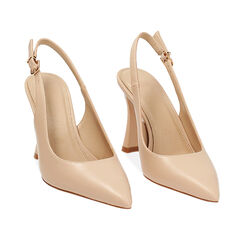 Décolleté slingback donna beige, tacco 9,5 cm, Primadonna, 252141201EPBEIG035, 003 preview