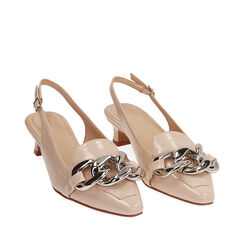 Slingback beige in naplak, tacco 3,5 cm , Primadonna, 194902601NPBEIG035, 002a