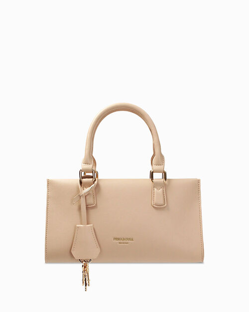 Mini bag beige con tracolla removibile, BEIGE