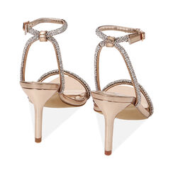 Sandalia de tacón para mujer rosa-dorado en laminado con piedras, Primadonna, 254961503LPRAOR035, 004 preview