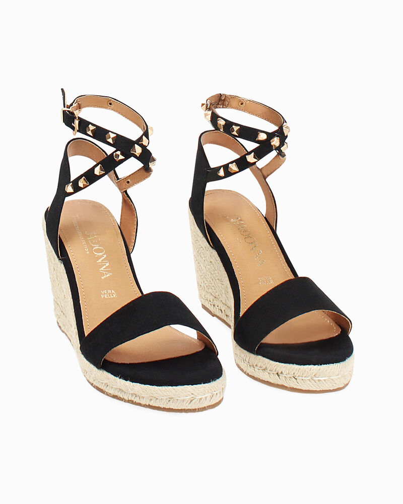 Zeppe donna nere in canvas con braccialetto image number null