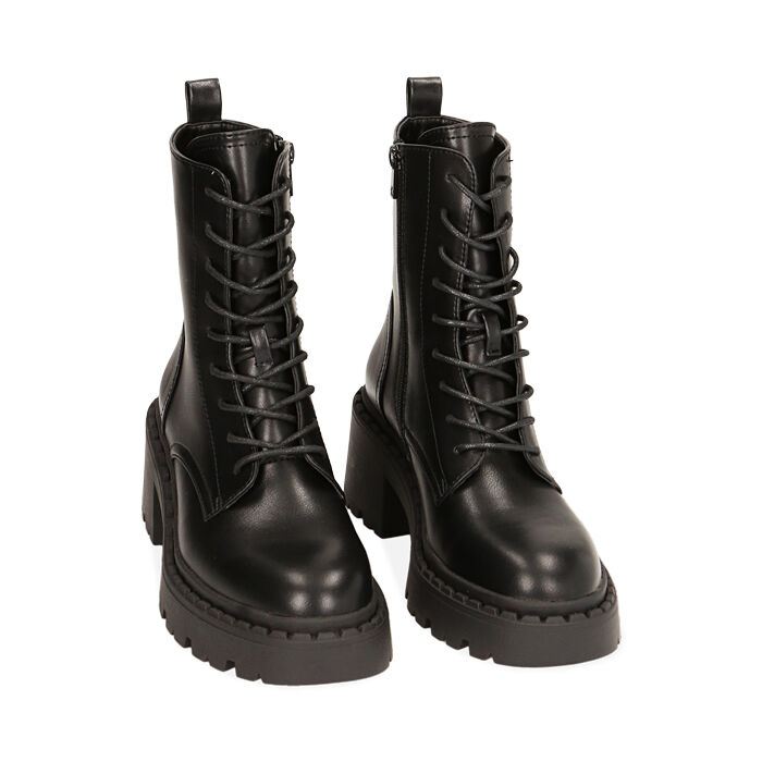 Anfibi neri, tacco 6,7 cm