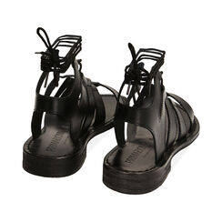 Sandali bassi neri in pelle, Ultime occasioni, 23B814004PENERO037, 003 preview