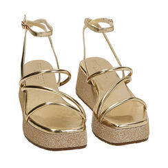 Sandali oro, zeppa glitter 5,5 cm, Primadonna, 214958502LMOROG036, 002 preview