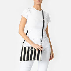 Pochette femme noir-crème en toile, Primadonna, 255125738CANEPAUNI, 002a