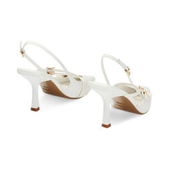 Décolleté slingback bianche, tacco 8,5 cm, Primadonna, 232161225EPBIAN035, 003 preview