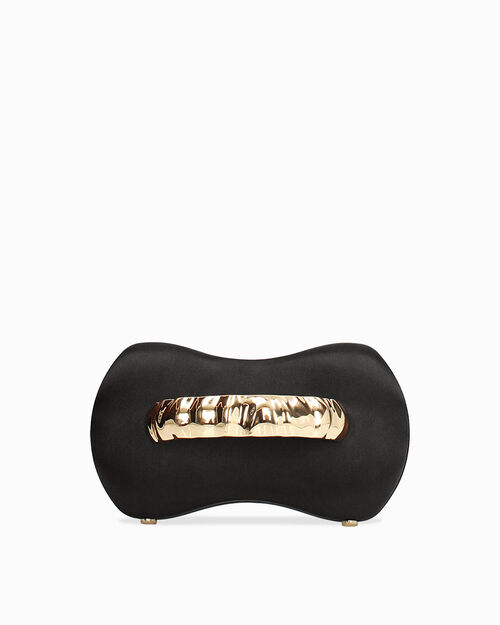 Clutch nera con tracolla removibile, BLACK