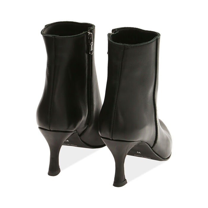 Botines negros para mujer en piel, tacón 8 cm | Primadonna Collection