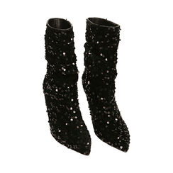 Ankle boots neri con paillettes, tacco 8,5 cm , Primadonna, 202162805PLNERO035, 002 preview