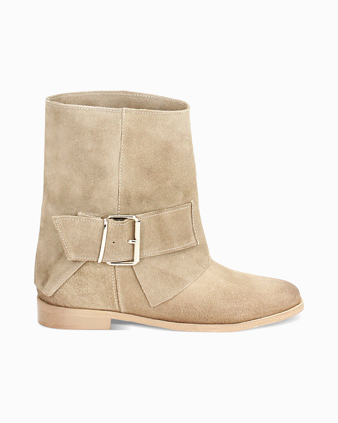 Stivaletti texani taupe in camoscio, tacco 3 cm