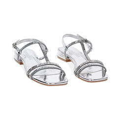 Sandales basses argent miroir avec pierres, Primadonna, 234928112SRARGE035, 002 preview